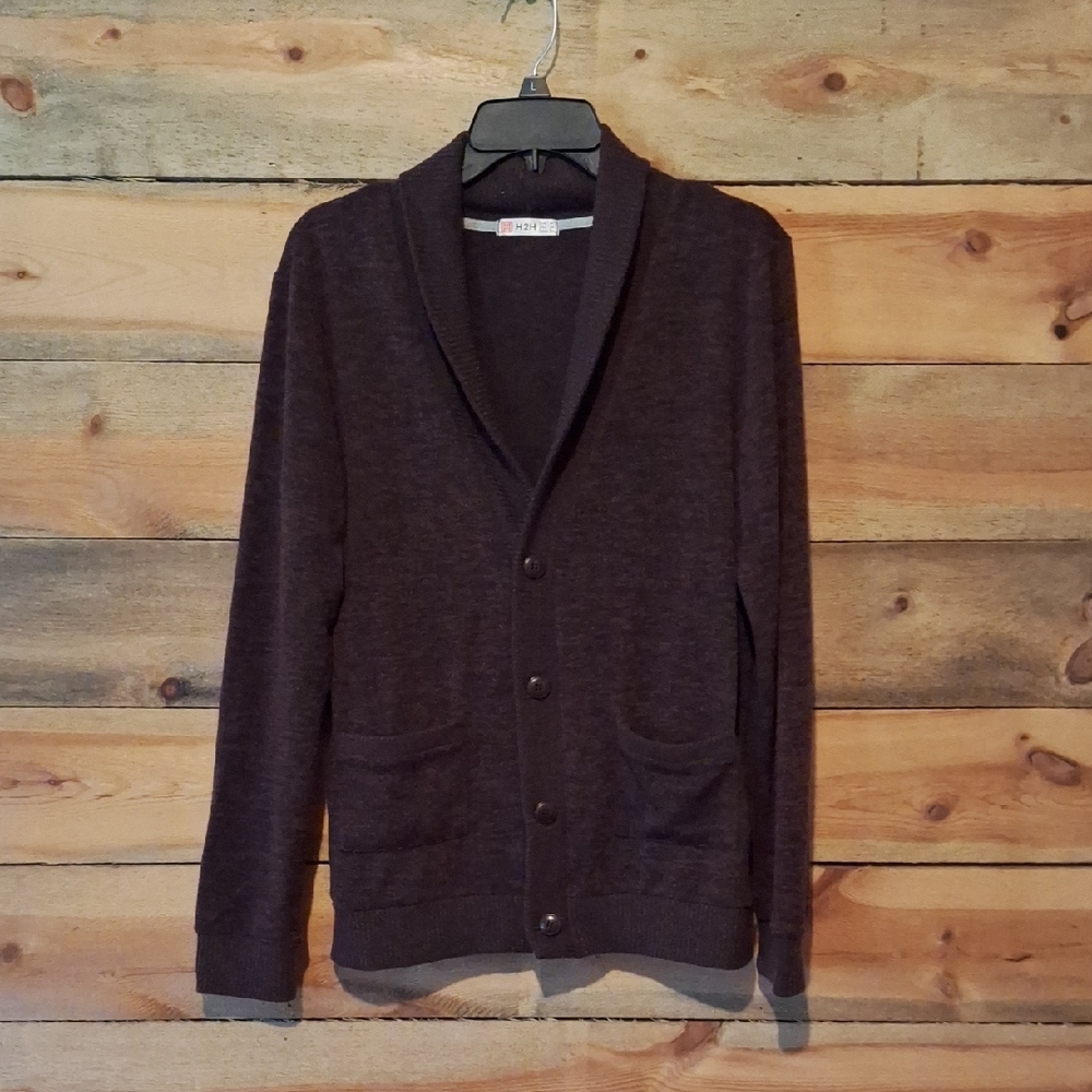 Brown Knit Shawl Collar Cardigan